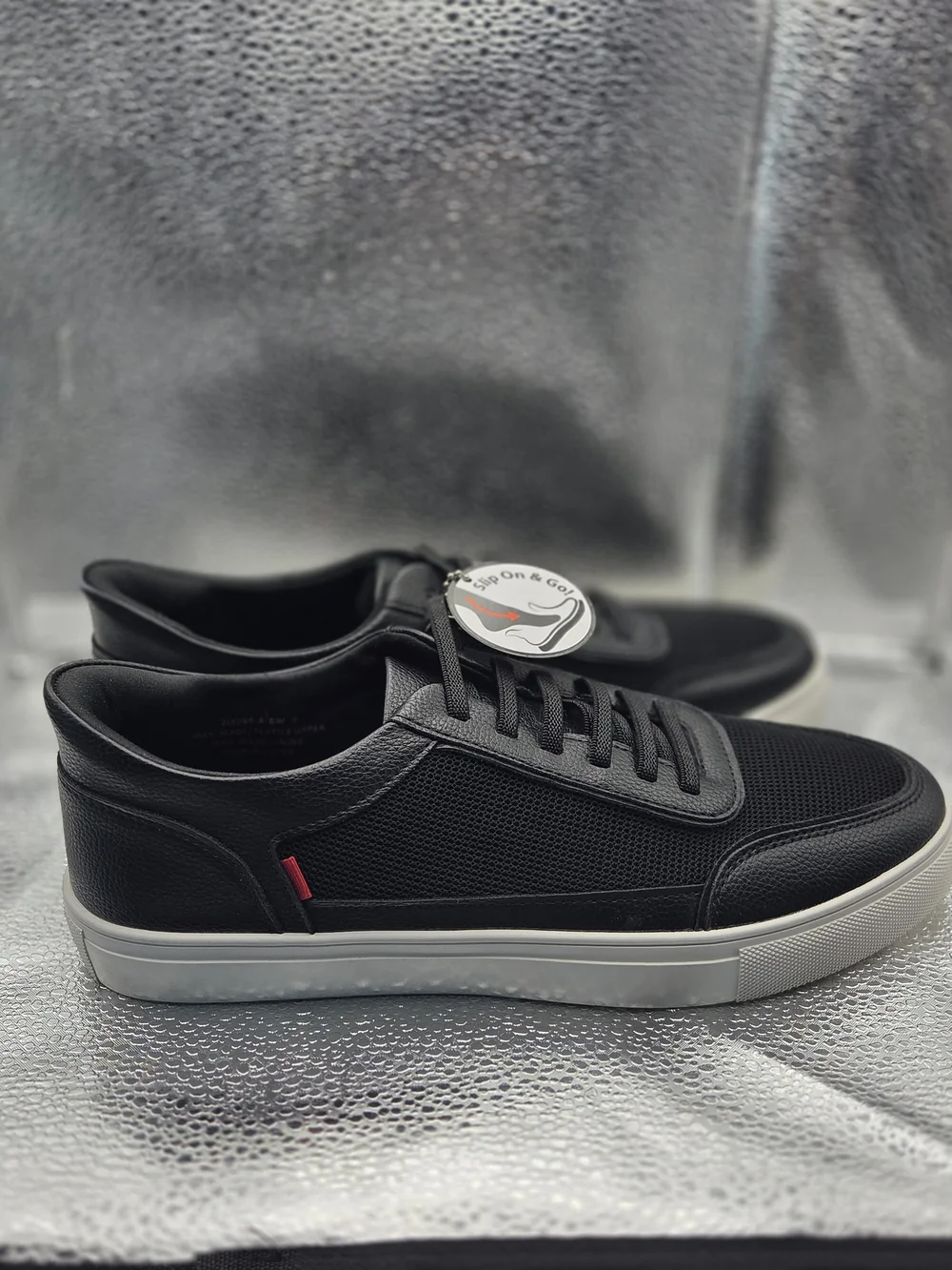 Marc Joseph Black Mesh & Leather Low-Top Sneakers with White Sole